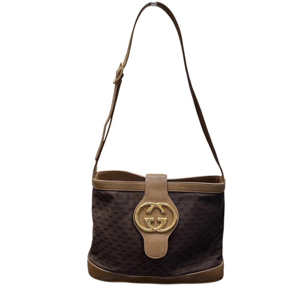 Gucci GG Plus Shoulder Bag, Leather & Canvas, 30 001 1633